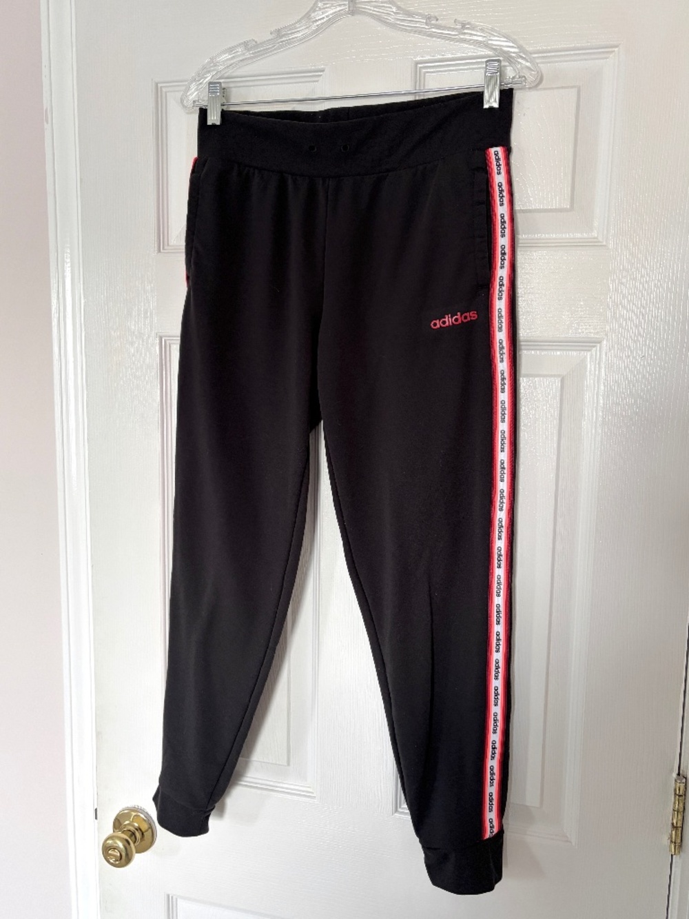 Women's Adidas Joggers Black Red Size Small
